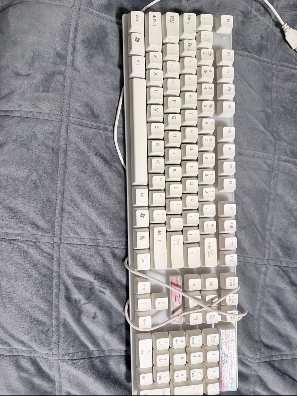 White Wired Mechanical Keyboard - Compact 87-Key